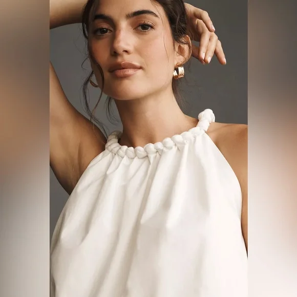 NWT Size L - Anthropologie 100% Cotton Braided Bubble-Hem Tank Top (NWT US$ 88) - Picture 3 of 16